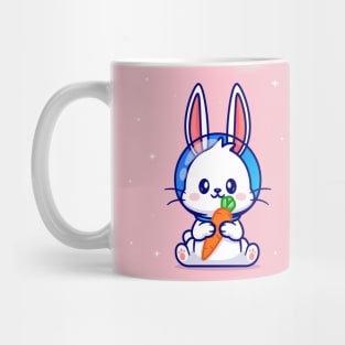 Cute Rabbit Astronaut Holding Carrot Cartoon Mug